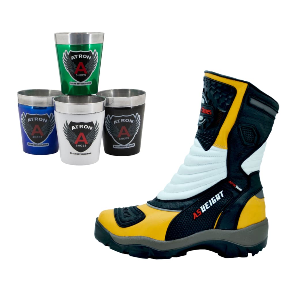 Kit Bota Para Motociclista Com 9 Cm De Altura + Copo Termico 260ml