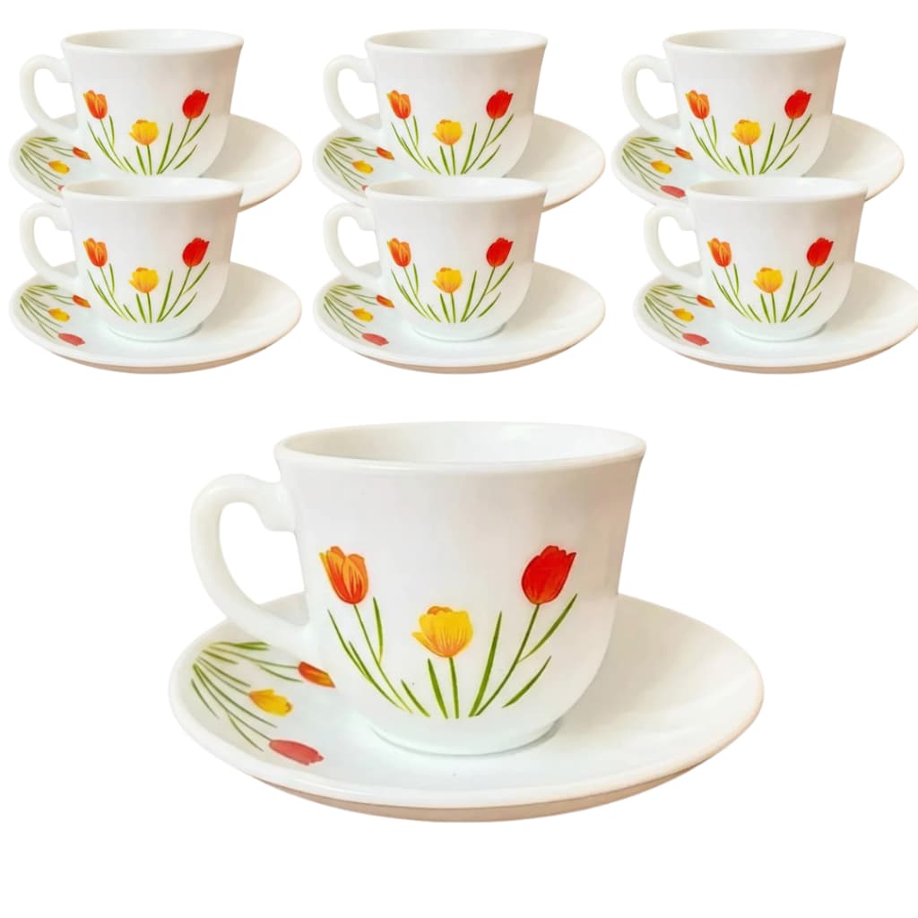 Jogo de Xicara de Cha Porcelana 12 peças jogo com 6 pires e 6 Xicara