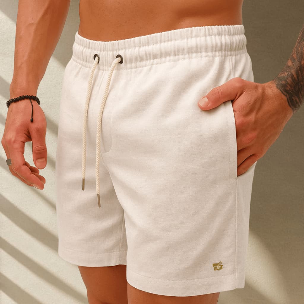 Short Linho Masculino Bermuda Leve Tendência Mauricinho Moda Casual Praia Verão 4 Cores disponíveis