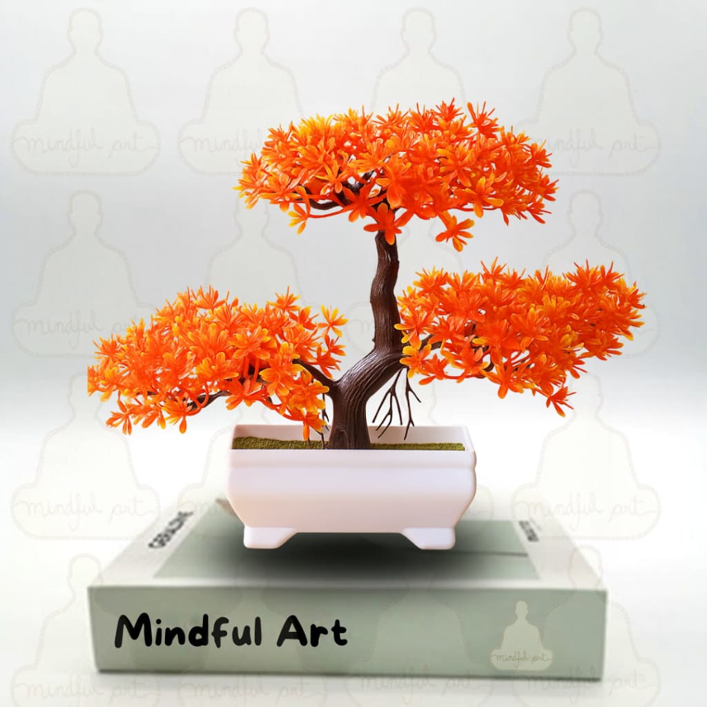 Bonsai Nuvem Artificial com Folhas Laranjas – Elegância e Beleza sem Manutenção