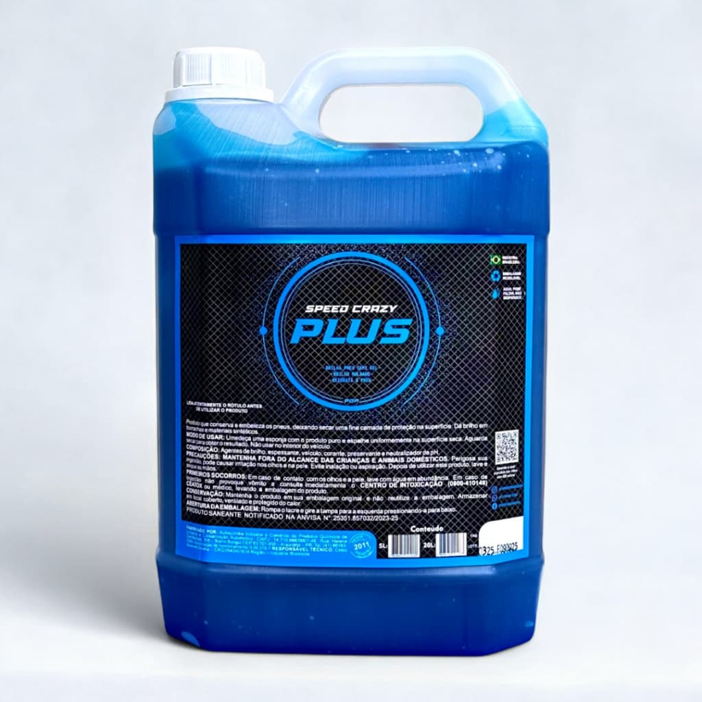 Pretinho para Pneu PLUS 5L Brilhoso e Hidratado para Carros e Motos Speed Crazy