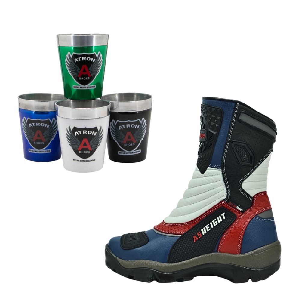Kit Bota Para Motociclista Com 9 Cm De Altura + Copo Termico 260ml