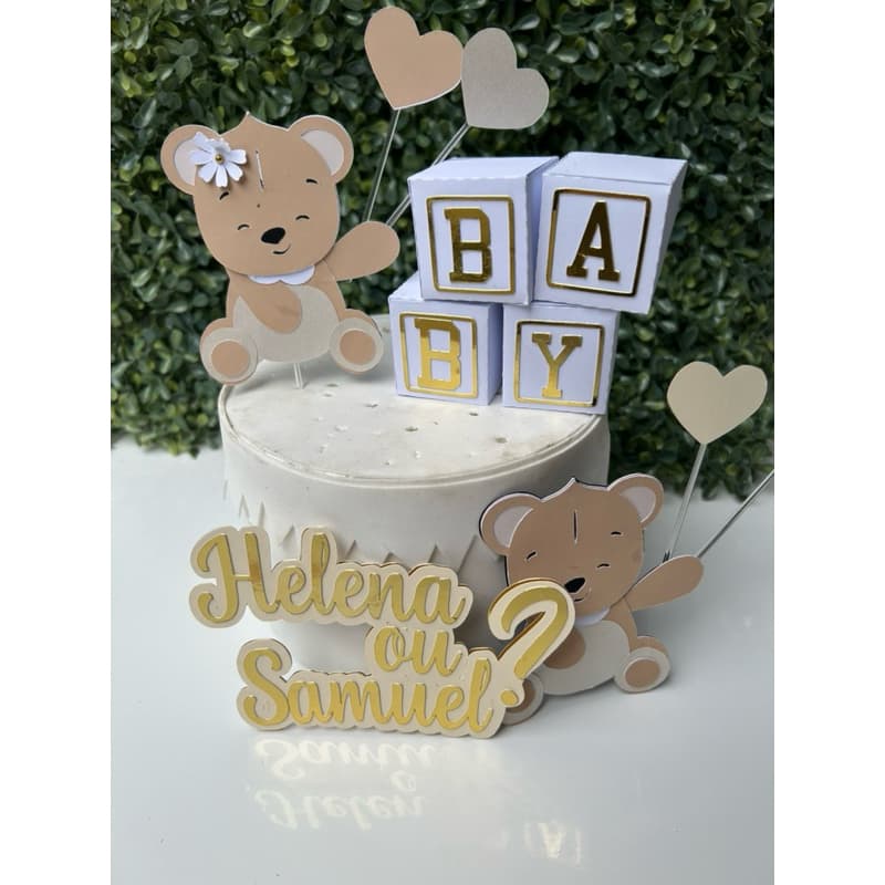 Topo/Topper de Bolo 3D Personalizado, Cha de bebe, cha revelação MOD01
