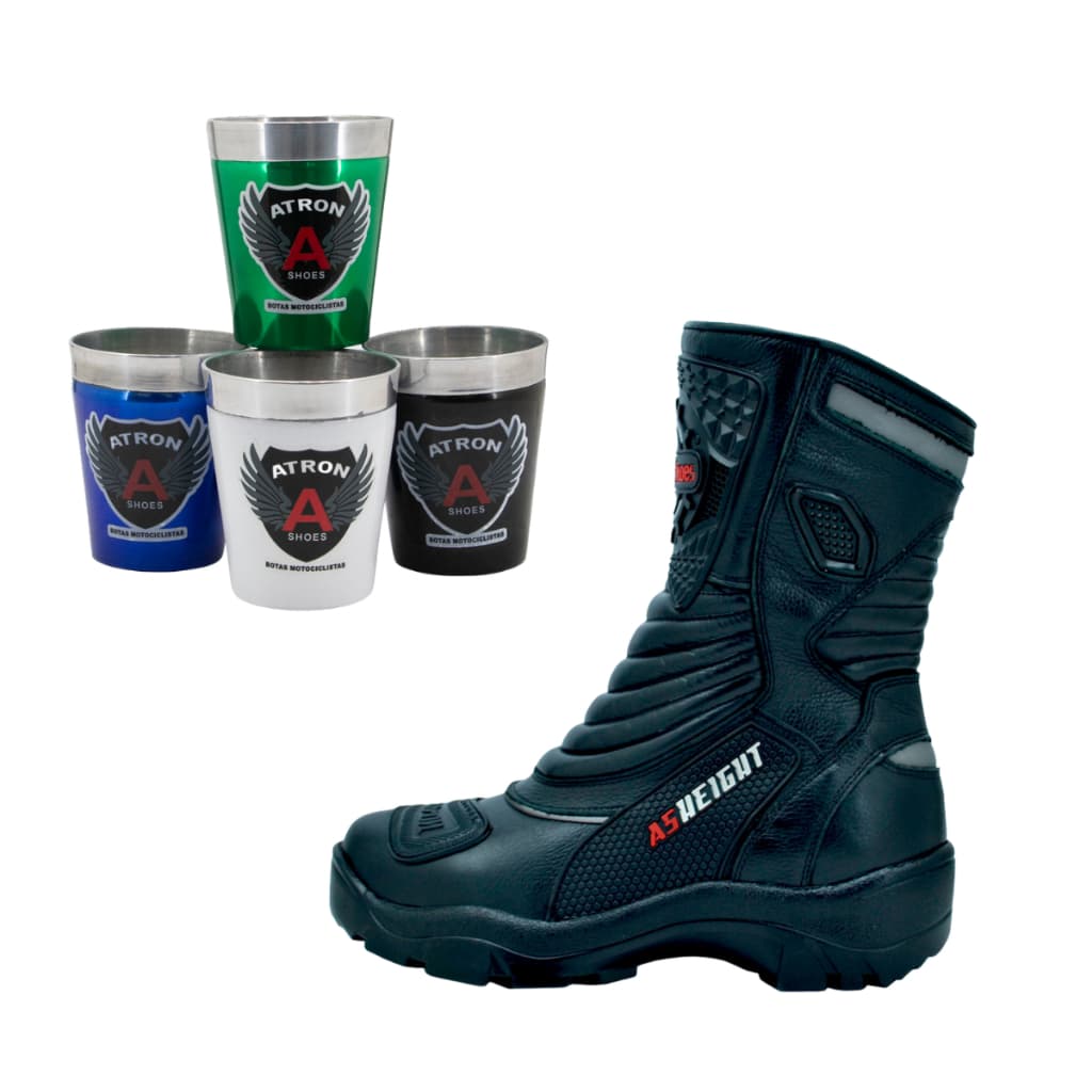 Kit Bota Para Motociclista Com 9 Cm De Altura + Copo Termico 260ml