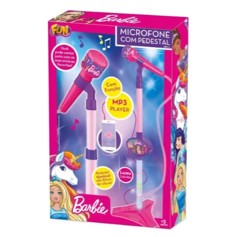 Microfone Com Pedestal Dreamtopia Barbie - Fun 576 Rosa