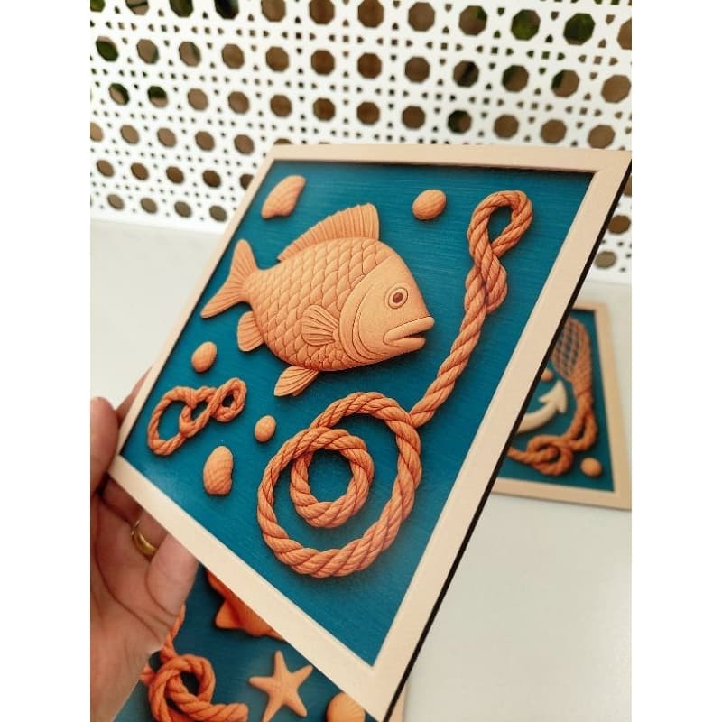 Quadro Decorativo Kit 3 Peças Sala Quarto Moldura Praia Mar Moderno