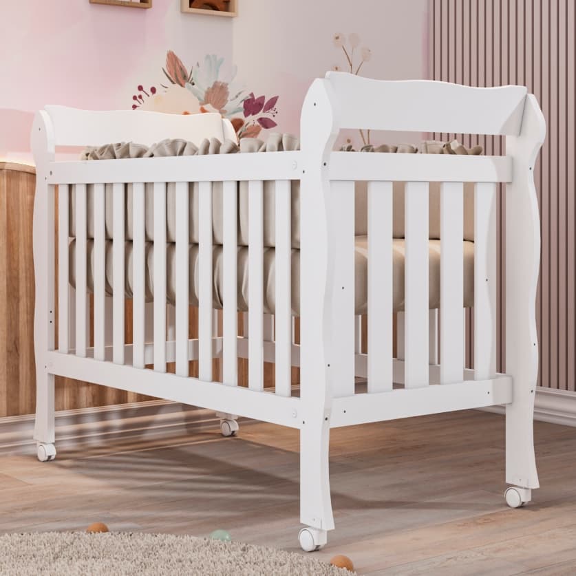 Berço Americano Marquesa 3 em 1 Mini Cama Lila 100% MDF Branco