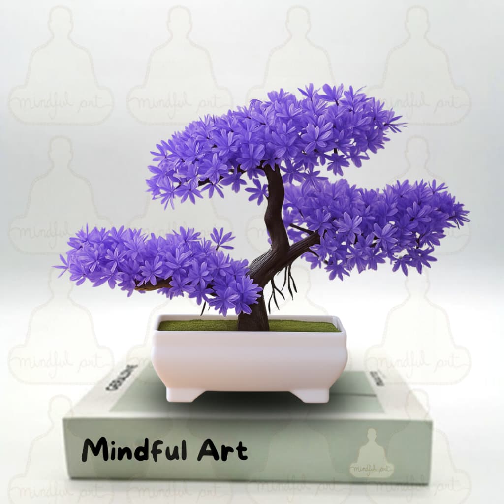 Bonsai Artificial Nuvem com Folhagem Lilás – Beleza Zen e Sofisticação na Sua Decoração