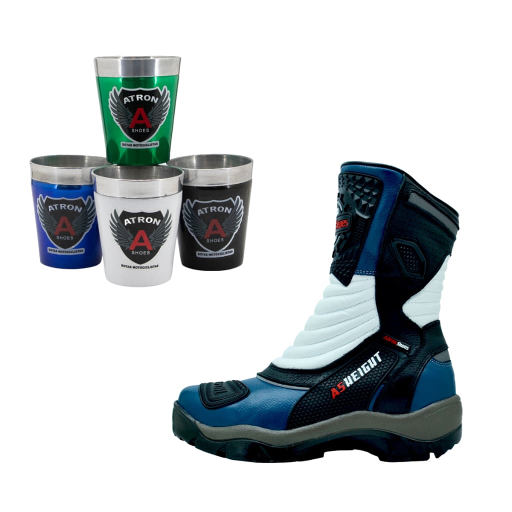 Kit Bota Para Motociclista Com 9 Cm De Altura + Copo Termico 260ml