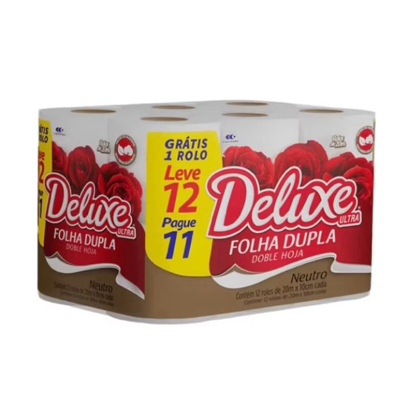 Papel Higiênico Folha Dupla Neutro Deluxe 12 Rolos ou 24 Rolos 20m Luxo PROMOÇÃO PROMOÇÃO