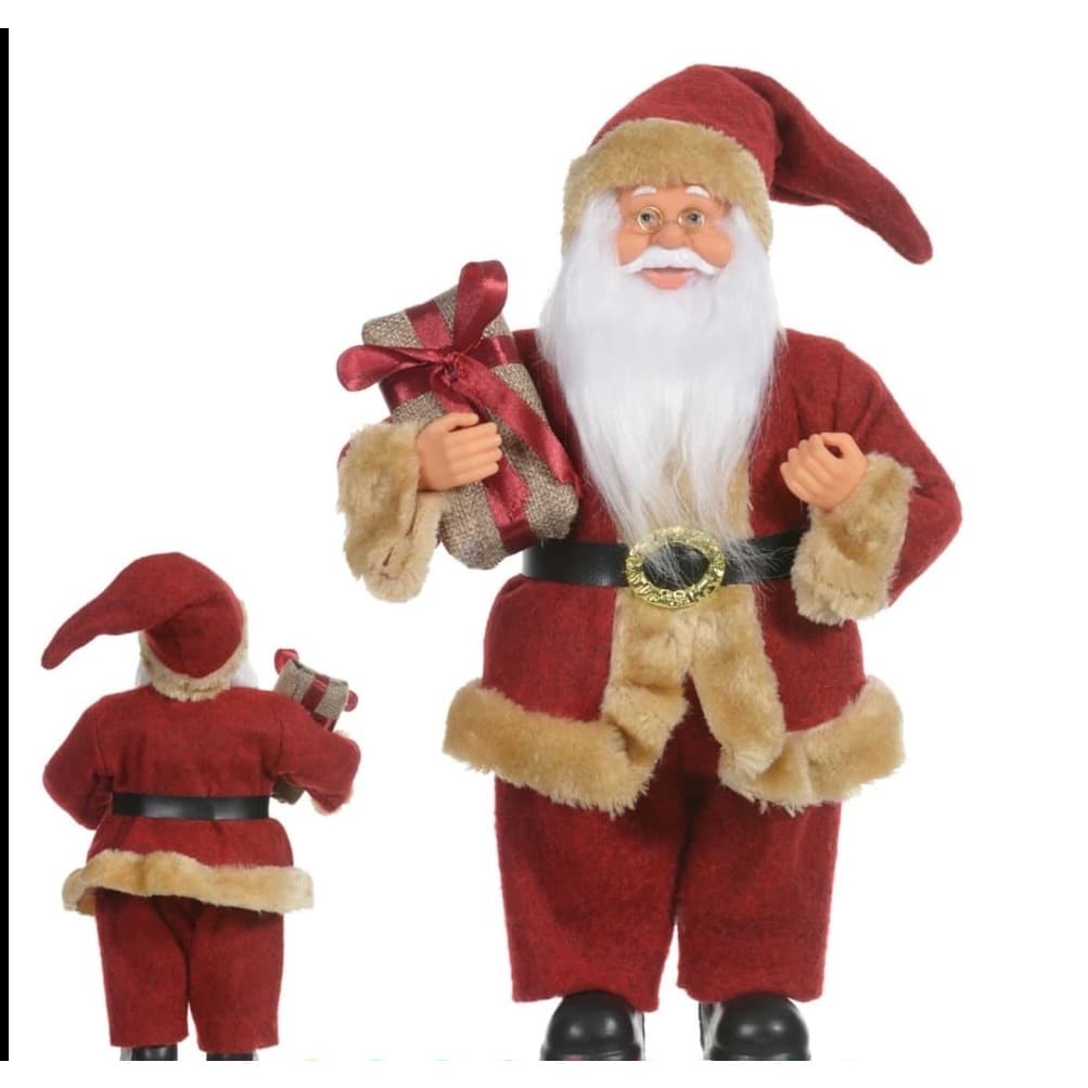 Papai noel em pé, 30 cm de altura, detalhe da roupa (vermelho e Bege), Natal.Decoração,