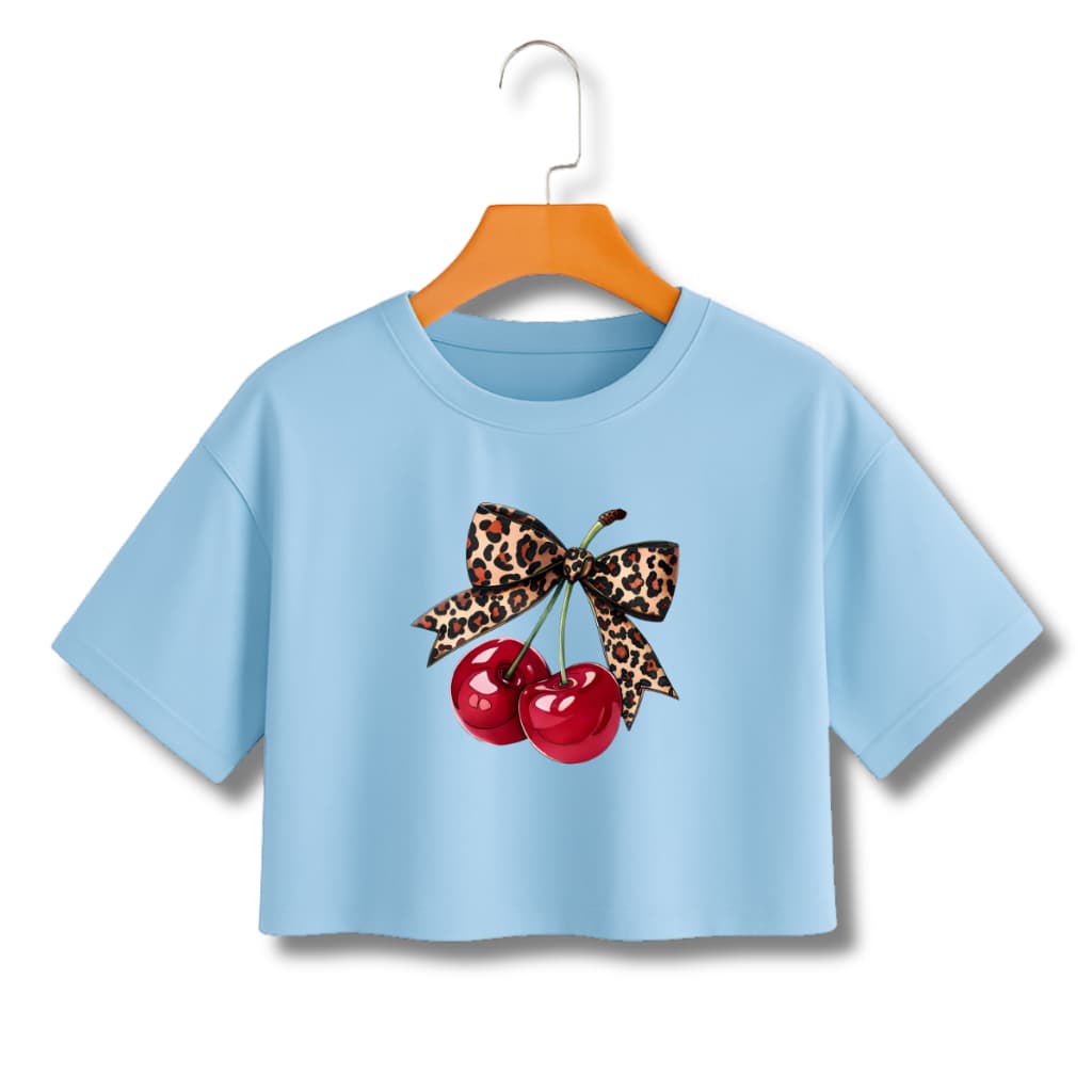BLUSA CROPPED CEREJA COM LAÇO ANIMAL PRINT ROUPA BONITA MODERNA