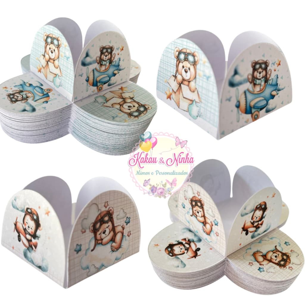 50~ 300 Forminhas 4 Pétalas Festas Aniversários Ursinho Aviador Decoração Confeitaria Forminhas para Doce