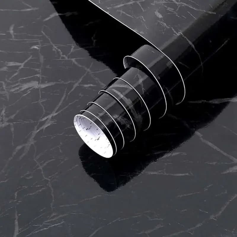 Papel de Parede 5 METROS x 60CM Adesivo Autocolante Marmore Preto