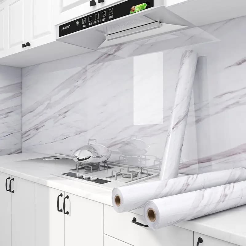 Papel de Parede 5 METROS x 60CM Adesivo Autocolante Marmore BRANCO