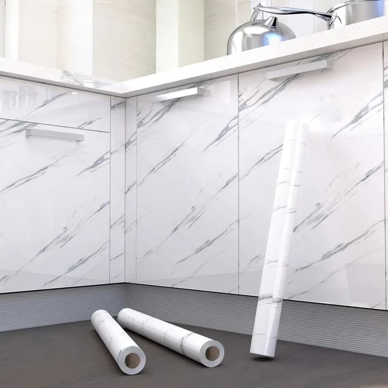 Papel De Parede Adesivo 10 Metrosx60cm Marmore Branco