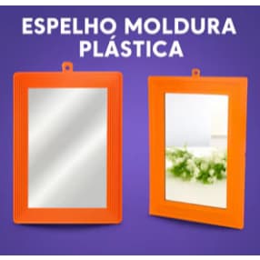Espelho De Parede Banheiro Com Moldura Laranja Plástico N18 Ref:1818