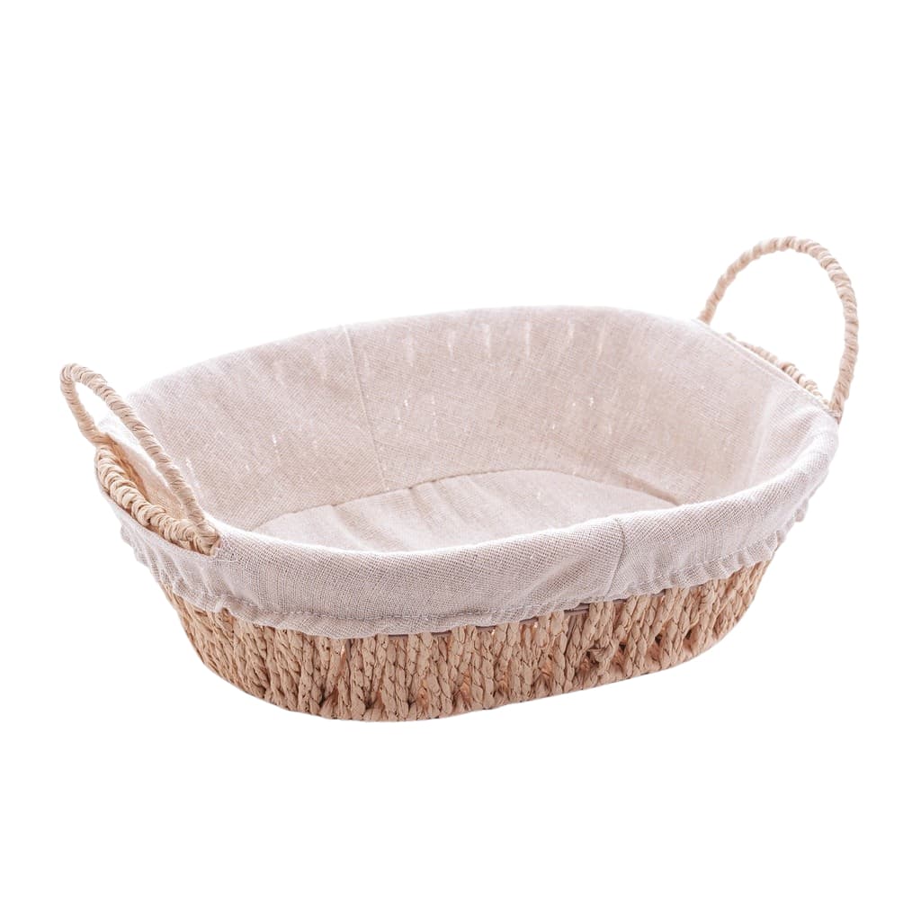 Cesta com Alça em Fibra Papel Oval com Forro em Tecido 27 cm Wolff