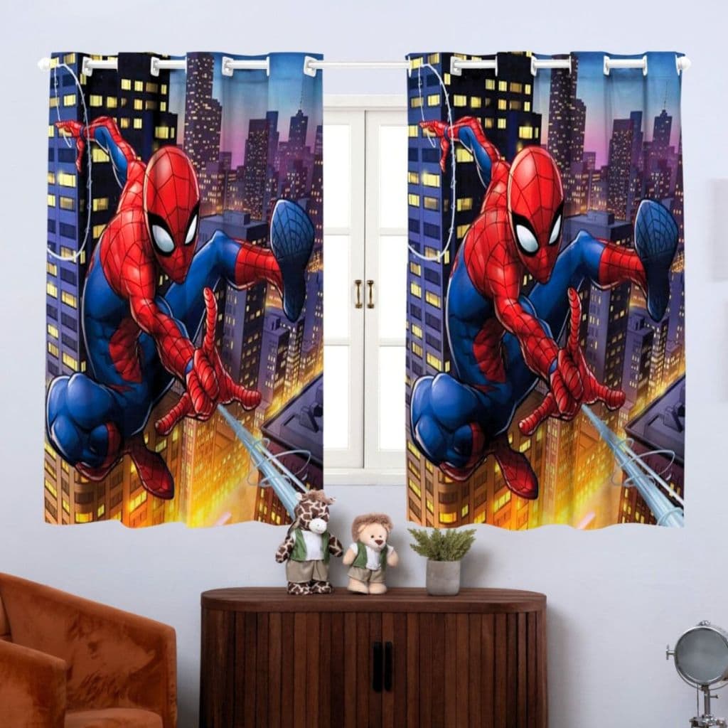 Cortina Menino Aranha Infantil Quarto Criança Menino Menina 2,00x1,40 Desenho Personagens Spider Man