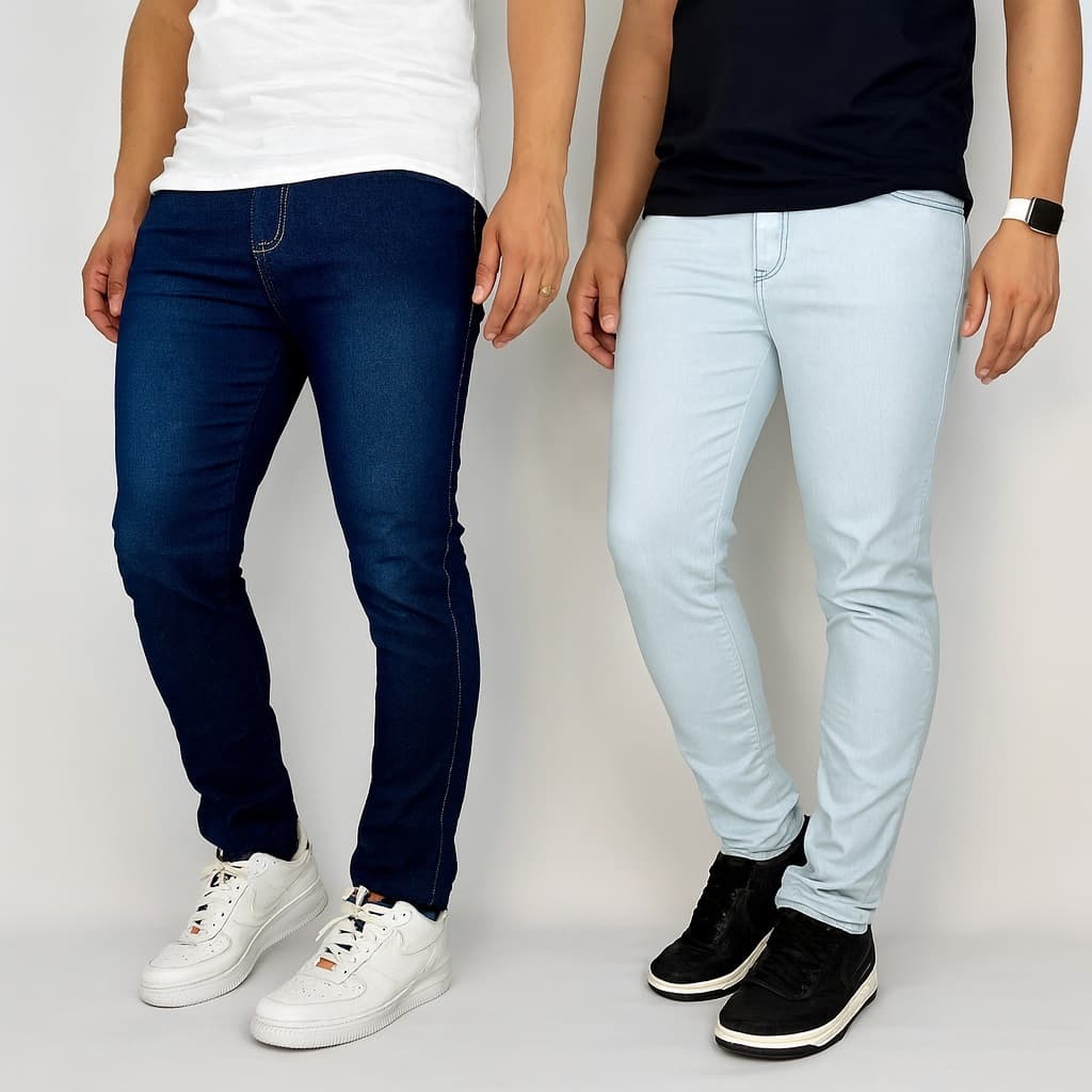 Calça Jeans Basica Masculina Skinny com Elastano com Bolso Slim