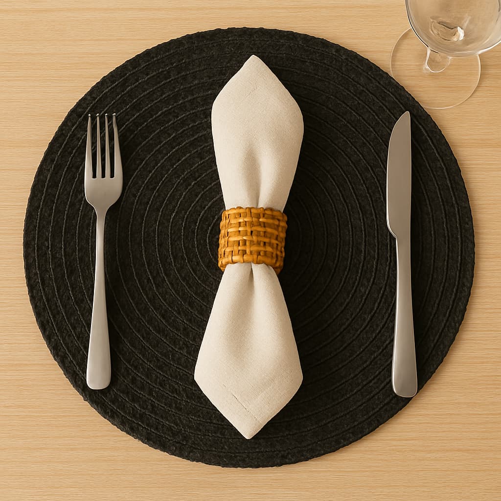 Kit Jogo Americano Mesa Posta de Jantar em Poliéster Sousplat Decorativo 38cm