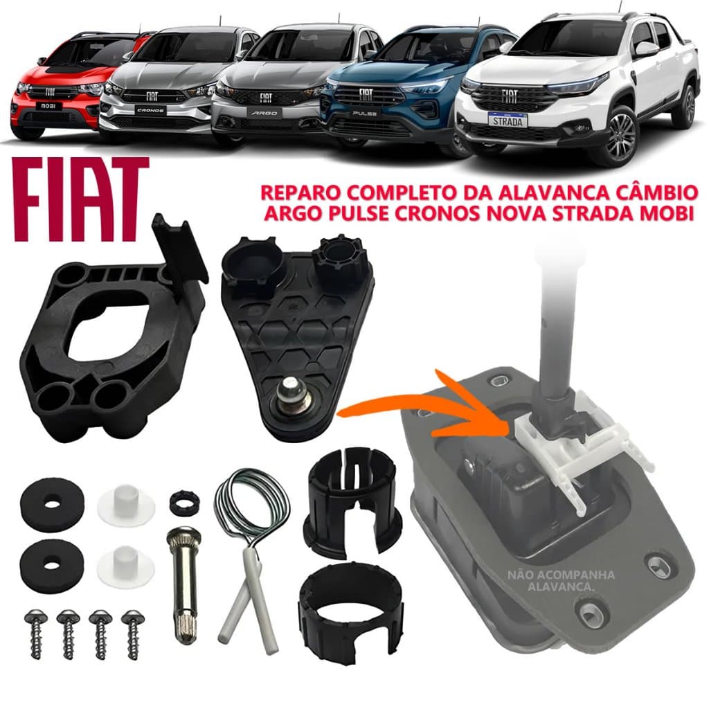 Kit Reparo Completo Alavanca Cambio Fiat Strada Argo Cronos Pulse Mobi Primeira Linha c/ NF Garantia