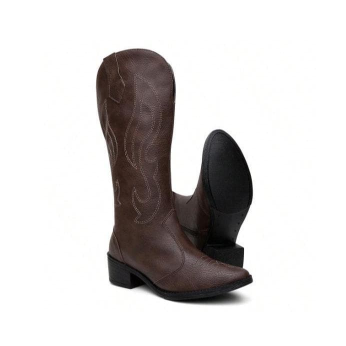 Bota Texana Feminina Cano Alto Western Country Rodeio Confortável Elegante