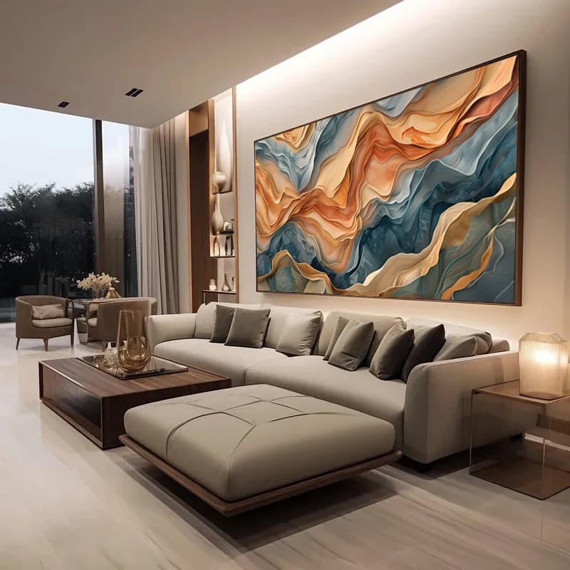 Quadro Decorativo Abstrato Tons Médios Moderno Sala