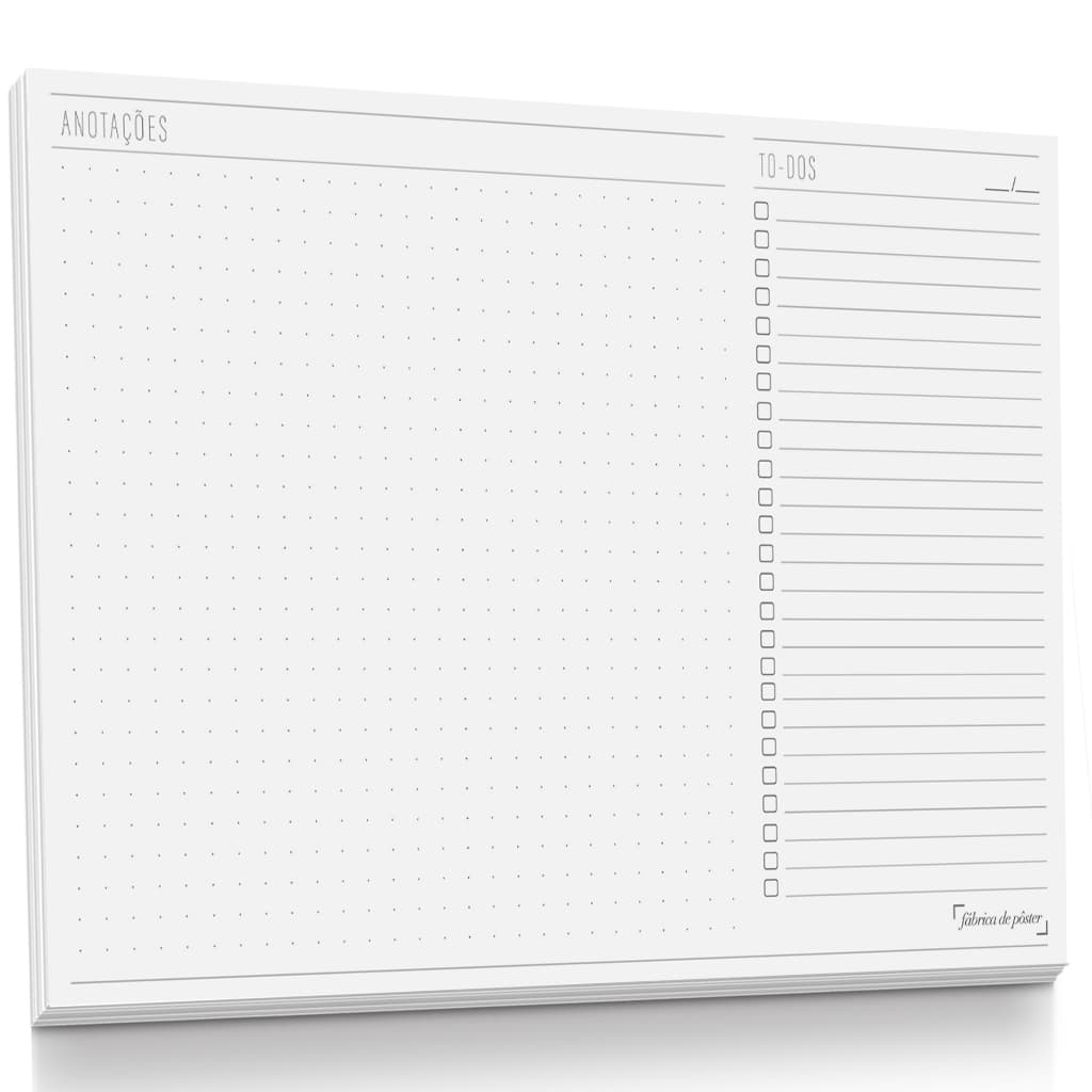 Bloco Anotações e Checklist A4 50 Folhas | Papel Offset 75g Base Duplex | Organização Prática