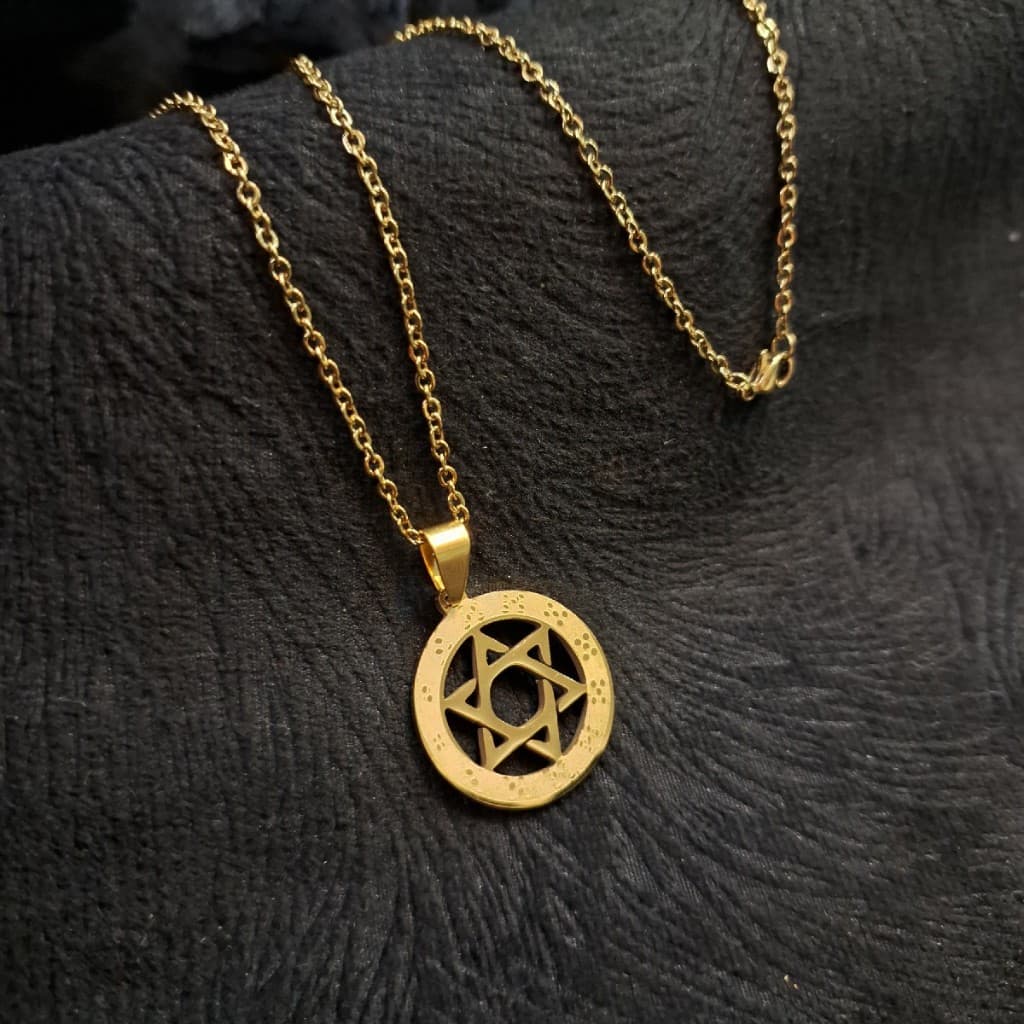 Colar com Mandala Estrela Davi / Banhado a Ouro 18k Cristão Evangélico Gospel Crucifixo