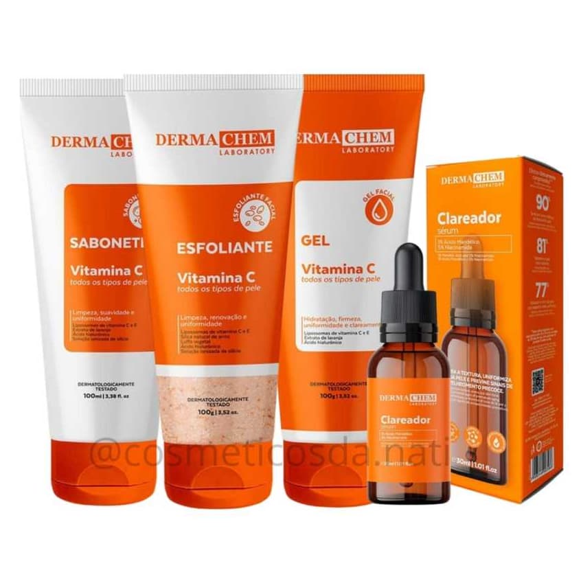 Kit Skin Care Para todos os tipo de de Pele Vitamina C Clareador Rosa Mosqueta Antioleosidade Acne