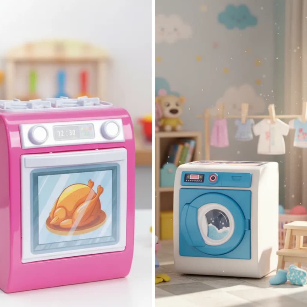 Brinquedo Infantil Mini Cozinha Fogão Gourmet ou Lava Fácil Mini Lavanderia Faz de Conta Presente Crianças Sortido