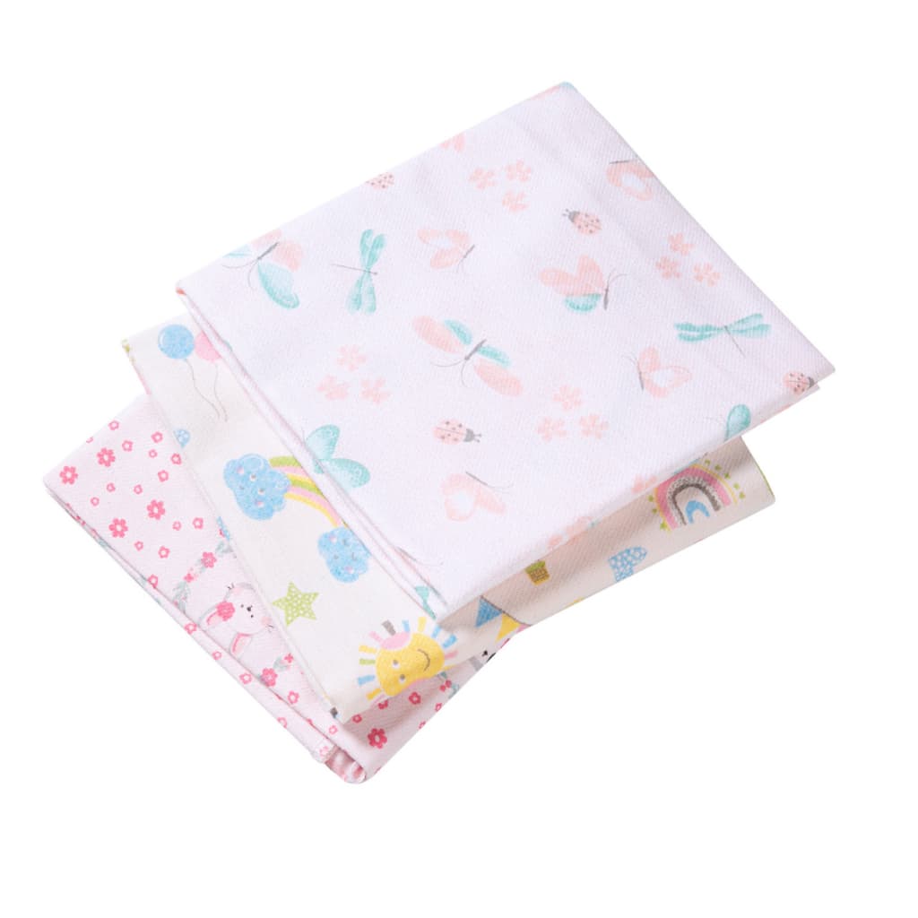 Jogo Com 3 Unidades Cueiro Manta Estampado Flanelado Bebê 100 X 80 cm Swaddle Charutinho