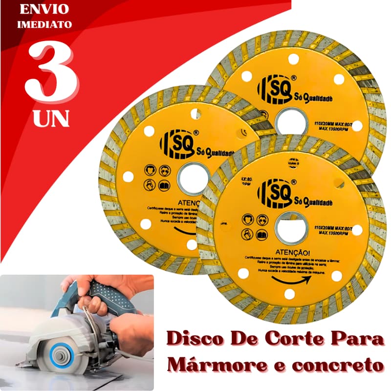 3/ 2 ou 1 Disco Diamantado para Mármore e Concreto Alta Resistência