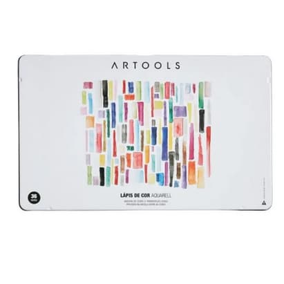 Estojo Lápis de Cor Aquarelável Artools 36 Cores Pincel Aquarell Artista Arte Ilustração Kit
