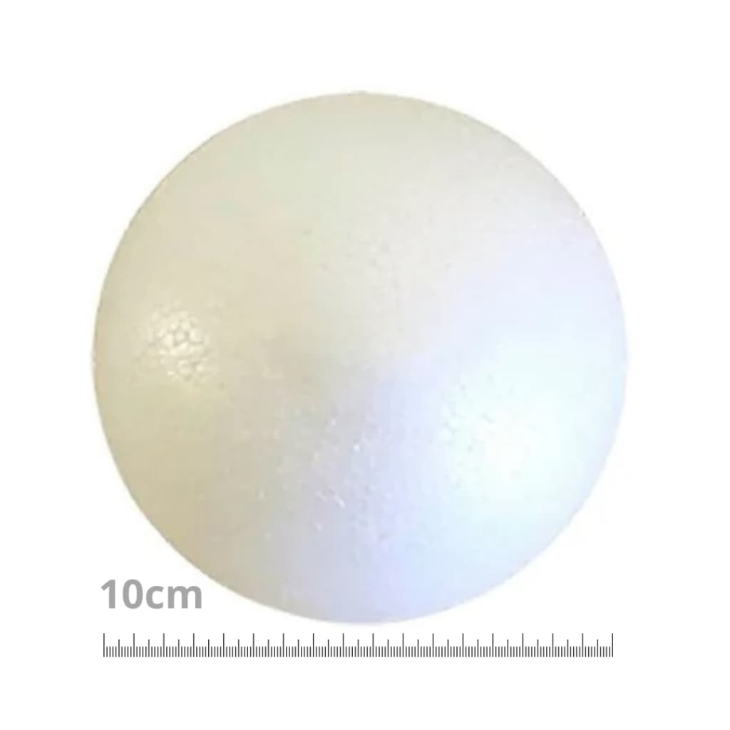 Bola de Isopor 100mm para Artesanato e Decoração pacote com 10 bolinhas Maçica 10cm