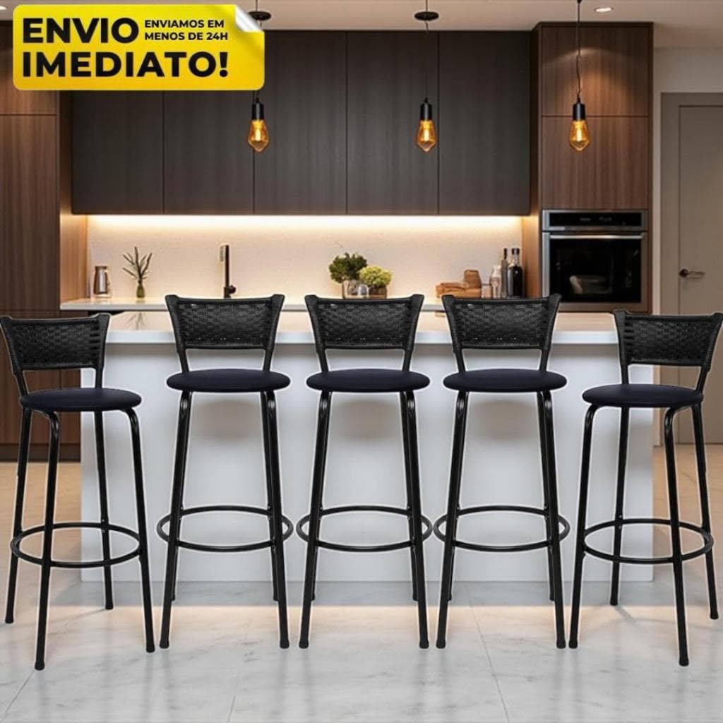 Banqueta Alta de Moderna P/ Balcão, Bancada, Casa e Cozinha Junco Autentico, Escolha a Quantidade!