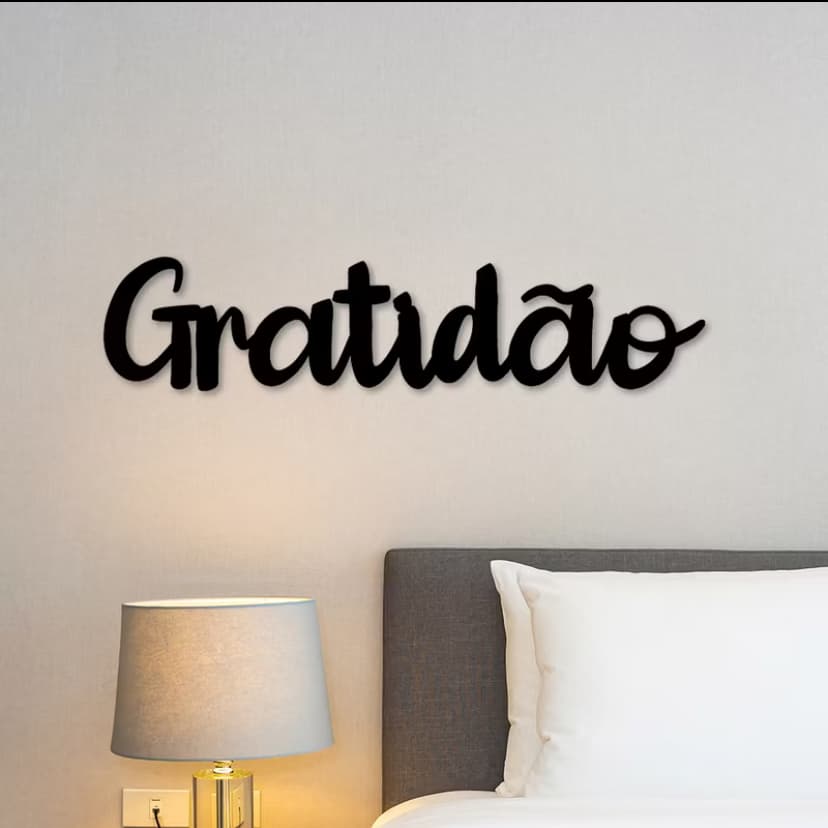 Promoção Letreiro Quadro de Parede em MDF 3mm Gratidão 35 cm x 6,5 cm