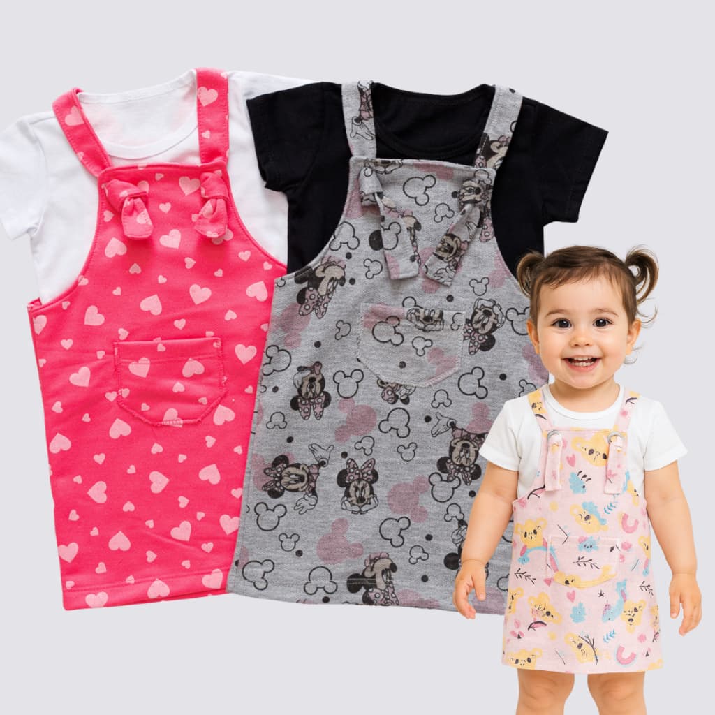 Vestido Romper Salopete de Bebê Menina Infantil