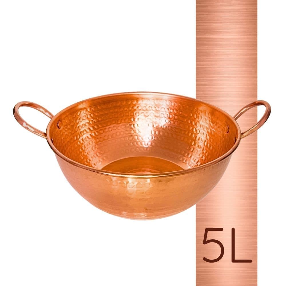 Tacho De Cobre Puro 5 Litros Com Alças de Cobre
