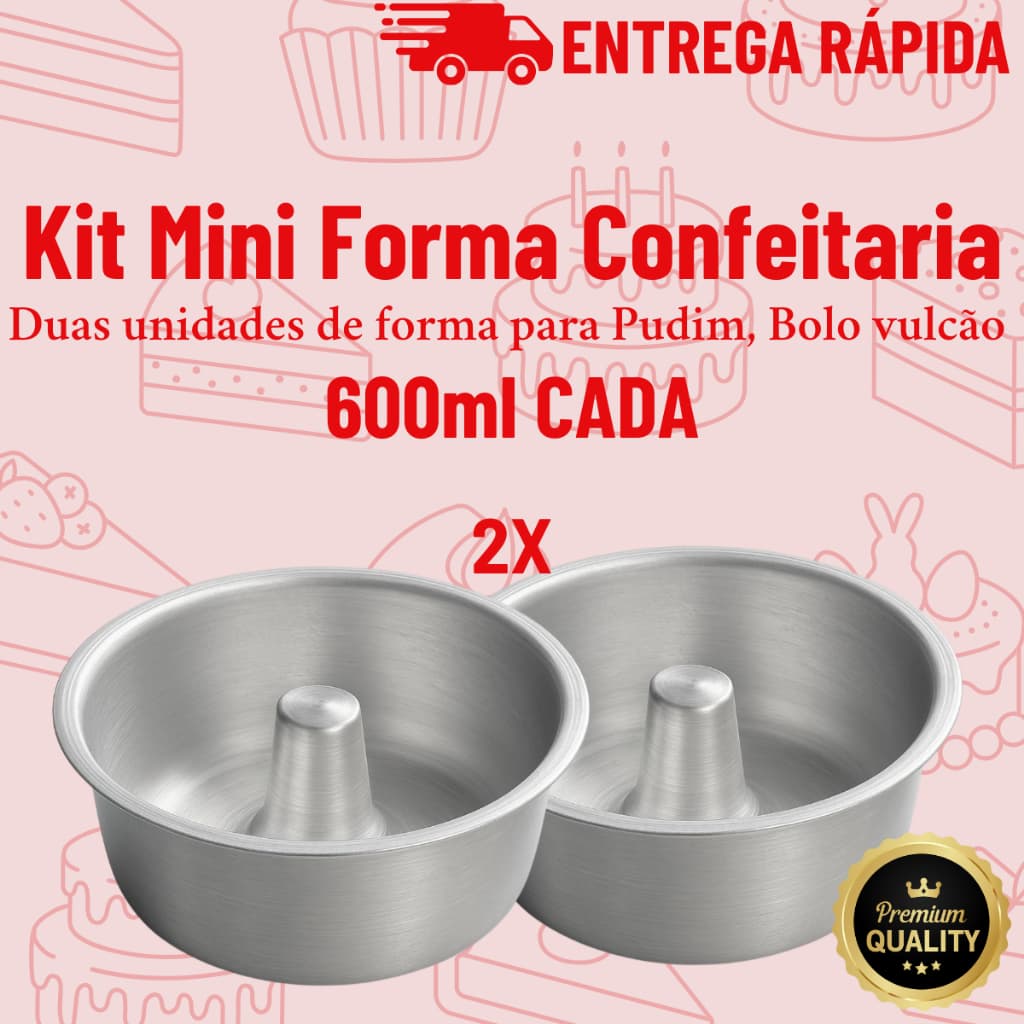 Mini Forma de Alumínio para Receitas Capacidade 600ml Pudim Bolo Quindim Brigadeirão