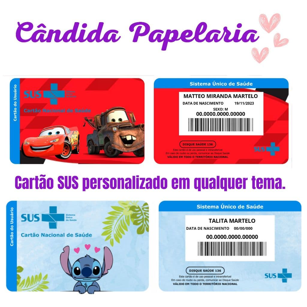 Cartão SUS Personalizado e Plastificado – Nome e Dados