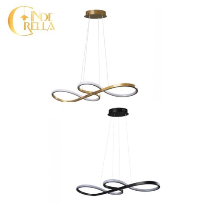 Pendente Clave Musical LED 3 Cores Preto ou Dourado Lustre Minimalista Moderno