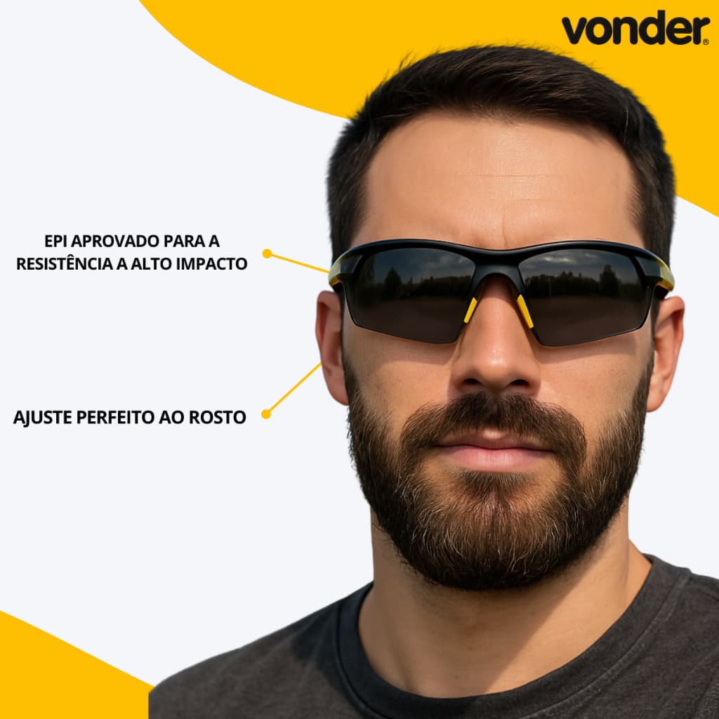 Óculos De Segurança Trabalho Epi Vonder Anti Risco Modelo Boxer Proteção
