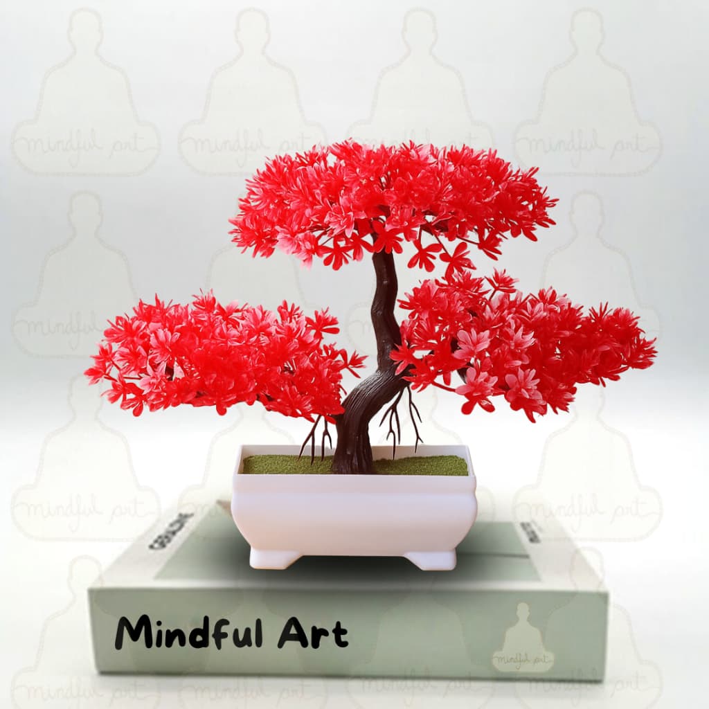 Bonsai Artificial Nuvem com Folhagem Vermelha – Beleza Oriental na Decoração Natureza sem Cuidados