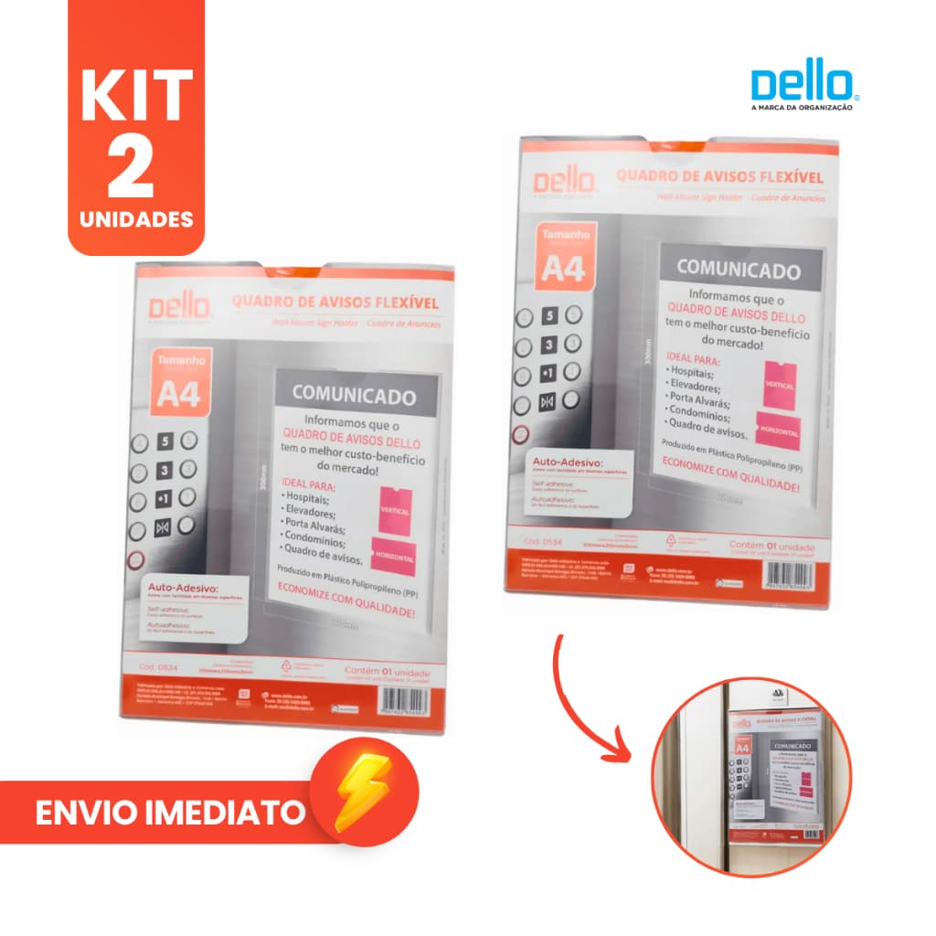 Kit 2 Quadro De Aviso A4 Cristal Expositor Display