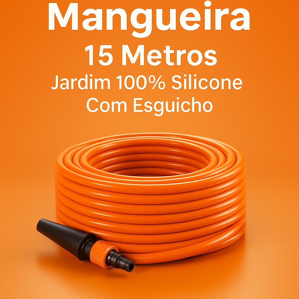Mangueira 15 Metros Jardim 100% Silicone Com Esguicho Não Dobra 5,10,20,25,30 metros Flexível