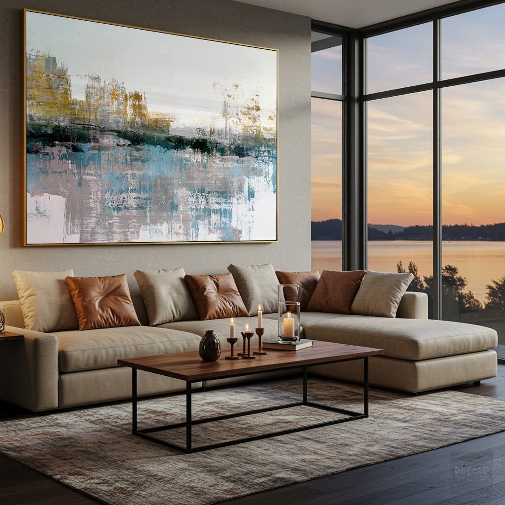 Quadro Decorativo Canvas Abstrato Moldura Clean Moderno Hotel Hall Grande Dourado Preto Decoração Casa