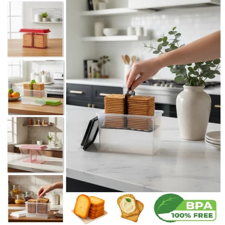 Porta Biscoito Bolacha Torrada com Puxador -