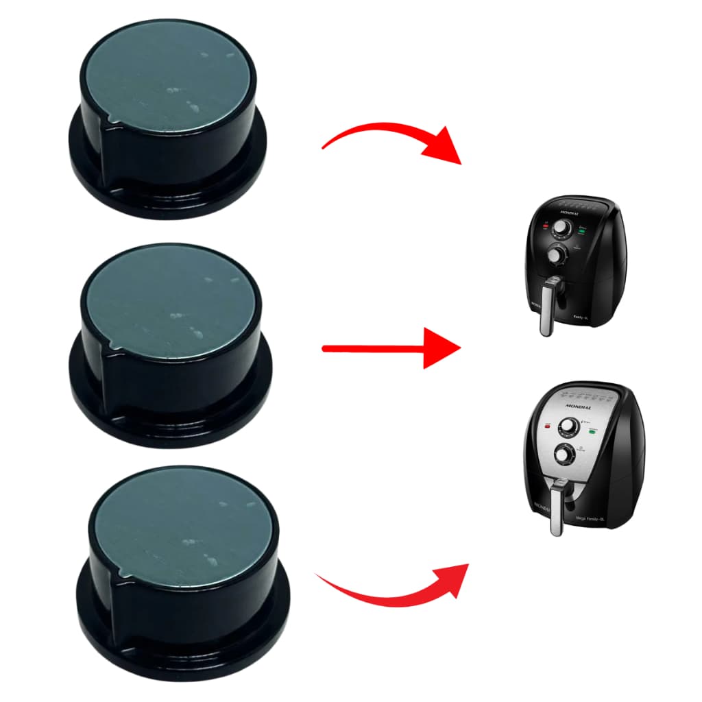 3 Botões Liga Desliga Inox Airfryer Mondial Afn-50-bi Seletor Reposição